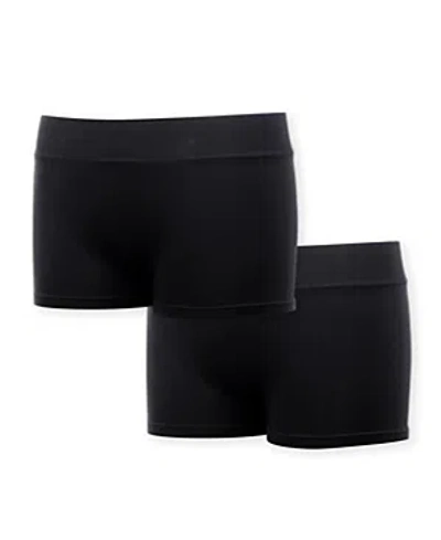 Malibu Sugar Bundle Of Two Girls Solid Boy Shorts - Big Kid 7-10 In Black-black