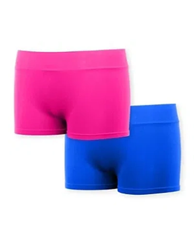 Malibu Sugar Bundle Of Two Girls Solid Boy Shorts - Big Kid 7-10 In Neon Fuchsia-cobalt