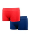 Malibu Sugar Bundle Of Two Girls Solid Boy Shorts - Big Kid 7-10 In Red-navy