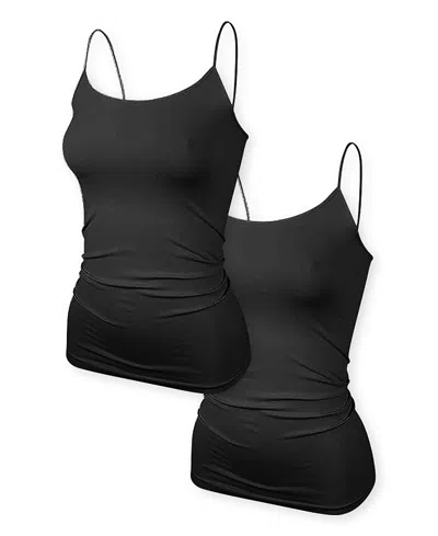 Malibu Sugar Teen Solid Full Cami (bundle Of Two - Big Kid In Black-black