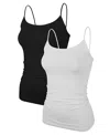Malibu Sugar Teen Solid Full Cami (bundle Of Two - Big Kid In Black-white