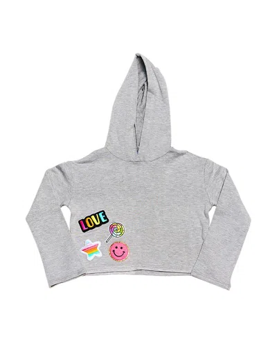 Malibu Sugar Girls' Butter Fleece Hooded Crop Sweatshirt - Big Kid In Heather Gray