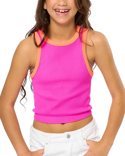 Malibu Sugar Girls' Contrast Trim Sleeveless Top - Big Kid In Multi