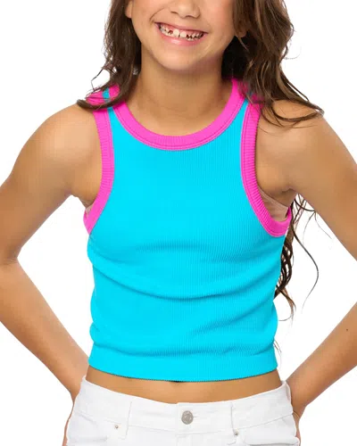 MALIBU SUGAR GIRLS' CONTRAST TRIM SLEEVELESS TOP - BIG KID