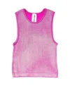 Malibu Sugar Girls' Metallic Paint Ribbed Sleeveless Top (8-14) - Big Kid In Pink