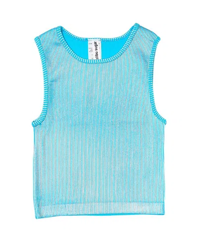 Malibu Sugar Girls' Metallic Paint Ribbed Sleeveless Top (8-14) - Big Kid In Blue