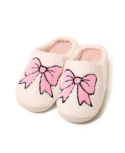 Malibu Sugar Girls' Plush Bow Slippers - Big Kid