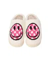 Shop Malibu Sugar Girls' Plush Checkered Happy Face Slippers - Little Kid In Pink