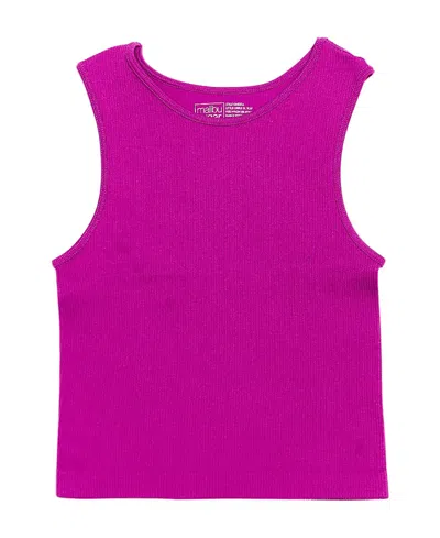 Malibu Sugar Girls' Ribbed Crop Sports Tank Top (4-6x) - Little Kid In Dark Purple