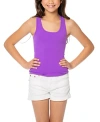 Malibu Sugar Girls' Ribbed Racer Back Tank Top - Big Kid In Grape Ice