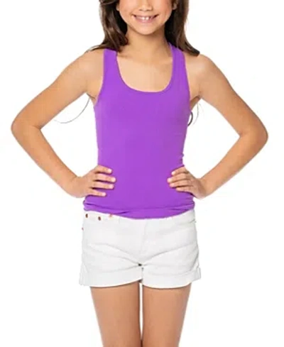 Malibu Sugar Girls' Ribbed Racer Back Tank Top - Big Kid In Grape Ice