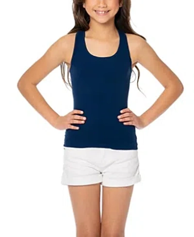 Malibu Sugar Ribbed Racer Back Tank Top - Big Kid In Navy