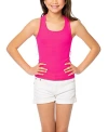 Malibu Sugar Ribbed Racer Back Tank Top - Big Kid In Neon Fuchsia