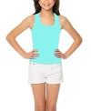 Malibu Sugar Ribbed Racer Back Tank Top - Big Kid In New Sky Blue