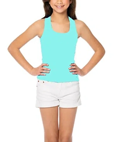 Malibu Sugar Ribbed Racer Back Tank Top - Big Kid In New Sky Blue