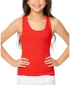 Malibu Sugar Girls' Ribbed Racer Back Tank Top - Big Kid In Red