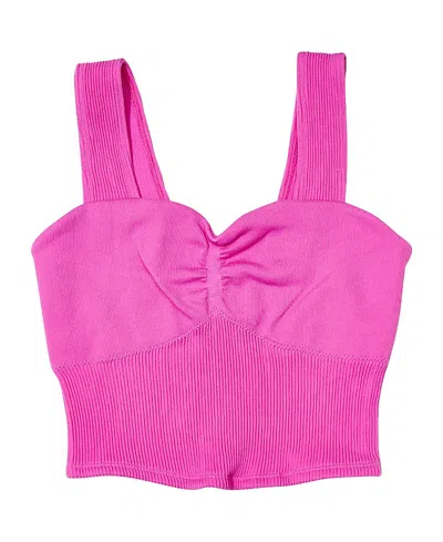 Malibu Sugar Girls' Ribbed Wide Strap Cami - Big Kid In Pink