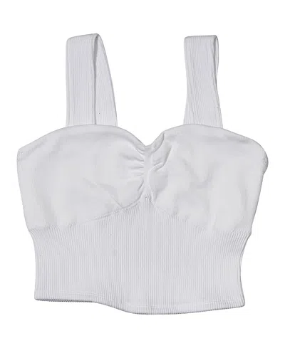 Malibu Sugar Girls' Ribbed Wide Strap Cami - Big Kid In White