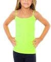 Malibu Sugar Girls Solid Full Cami - Big Kid 10-14 In Neon Yellow