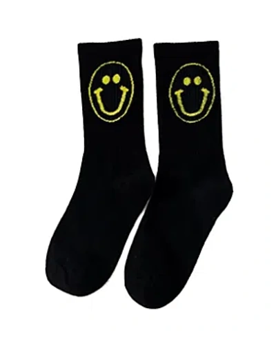 Malibu Sugar Happy Face Socks - Big Kid 8-12 In Black