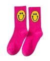 Malibu Sugar Happy Face Socks In Hot Pink