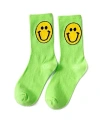 Malibu Sugar Happy Face Socks - Big Kid 8-12 In Lime