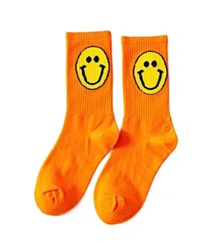 Malibu Sugar Happy Face Socks - Big Kid 8-12 In Orange