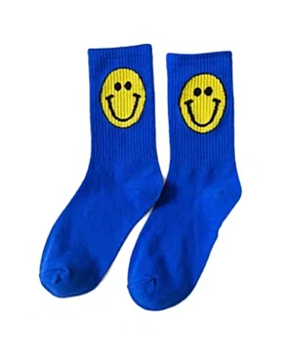 Malibu Sugar Happy Face Socks - Big Kid 8-12 In Blue