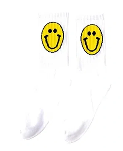 Malibu Sugar Happy Face Socks - Big Kid 8-12 In White