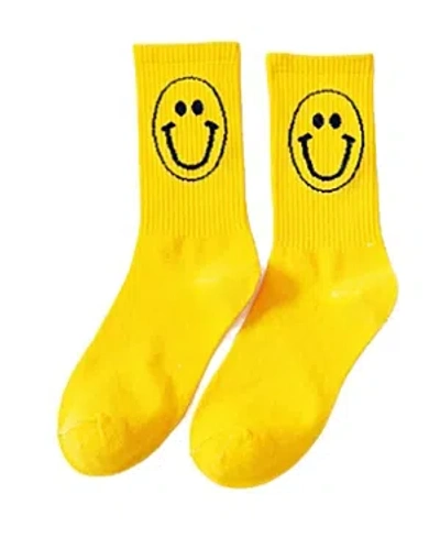 Malibu Sugar Happy Face Socks - Big Kid 8-12 In Yellow