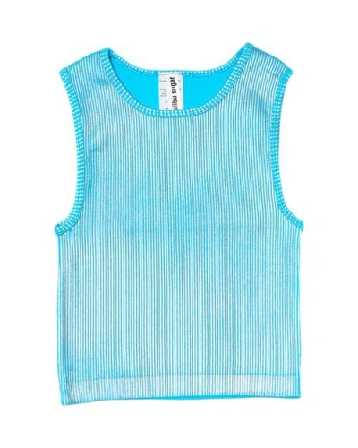 Malibu Sugar Kids'  Metallic Paint Ribbed Top In Blue