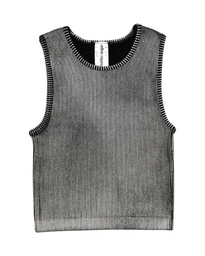 Malibu Sugar Kids'  Metallic Paint Ribbed Top In Gray