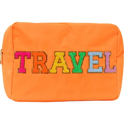 Malibu Sugar Kids'  Nylon Pouch W/ Travel Patch In Orange