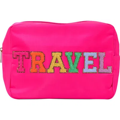 Malibu Sugar Kids'  Nylon Pouch W/ Travel Patch In Pink