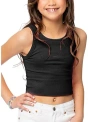 Malibu Sugar One Size Girls Chevron Sleeveless Top - Big Kid 8-14 In Black