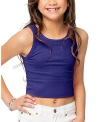 Malibu Sugar One Size Girls Chevron Sleeveless Top - Big Kid 8-14 In Navy