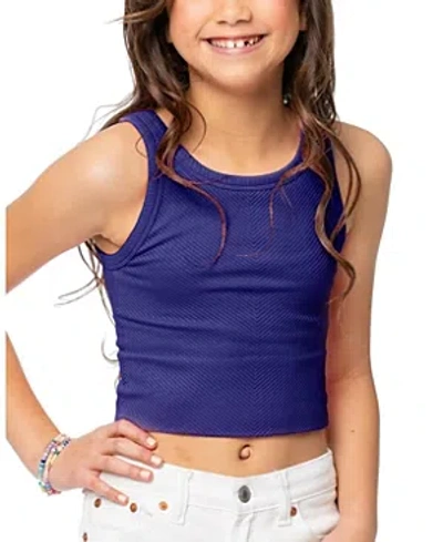 Malibu Sugar One Size Girls Chevron Sleeveless Top - Big Kid 8-14 In Navy