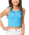 Malibu Sugar One Size Girls Chevron Sleeveless Top - Big Kid 8-14 In Neon Blue