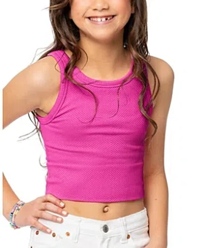 Malibu Sugar One Size Girls Chevron Sleeveless Top - Big Kid 8-14 In Neon Fuchsia