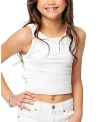 Malibu Sugar One Size Girls Chevron Sleeveless Top - Big Kid 8-14 In White