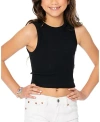 Malibu Sugar One Size Girls Ribbed Crop Tank Top - Big Kid 8-14 In Black