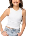 Malibu Sugar One Size Girls Ribbed Crop Tank Top - Big Kid 8-14 In White