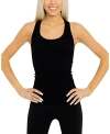 Malibu Sugar Teen Ribbed Racer Back Tank Top - Juniors 12-16 In Black