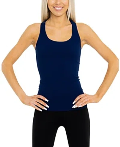 Malibu Sugar Teen Ribbed Racer Back Tank Top - Juniors 12-16 In Navy