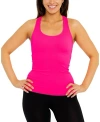 Malibu Sugar Teen Ribbed Racer Back Tank Top - Juniors 12-16 In Neon Fuchsia