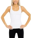 Malibu Sugar Teen Ribbed Racer Back Tank Top - Juniors 12-16 In White