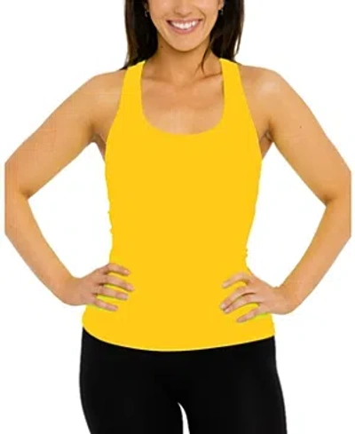 Malibu Sugar Teen Ribbed Racer Back Tank Top - Juniors 12-16 In Yellow