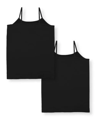 Malibu Sugar Kids'  Two Solid Camis In Black