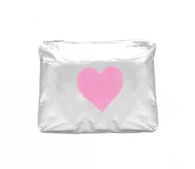 Malibu Sugar Women's Tyvek Pouch In Silver W/ Heart In Multi