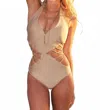Malibutique Crisscross One Piece Swimsuit In Bronze In Brown